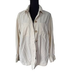 Madewell Cream Corduroy Shirt Jacket Womens Small Off White Cotton Shacket